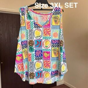 Joyspun Women's Printed Tank Top and Shorts Pajama Set, 2-Piece